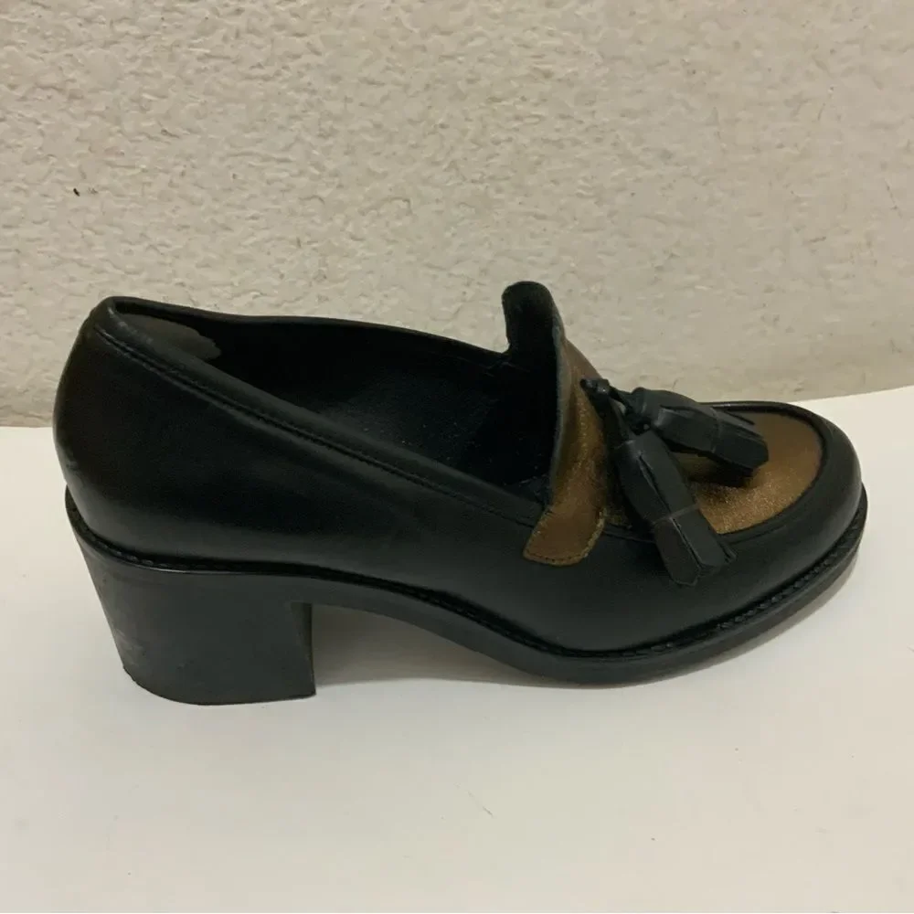 Tosca Blu tassel  Shoe bronze black leather Size 41 EUR / 9 US